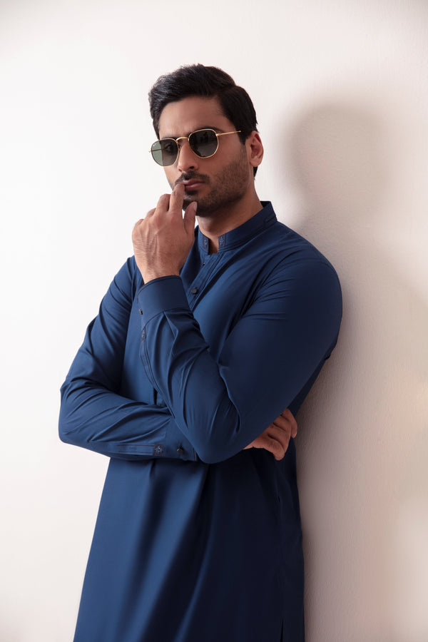 ROYAL BLUE BLENDED KAMEEZ SHALWAR