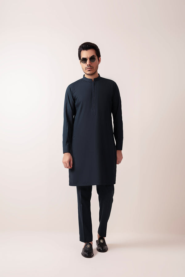 MOROCCAN BLUE BLENDED KURTA PAJAMA