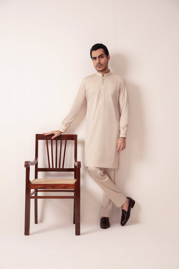 BEIGE SATIN KURTA PAJAMA