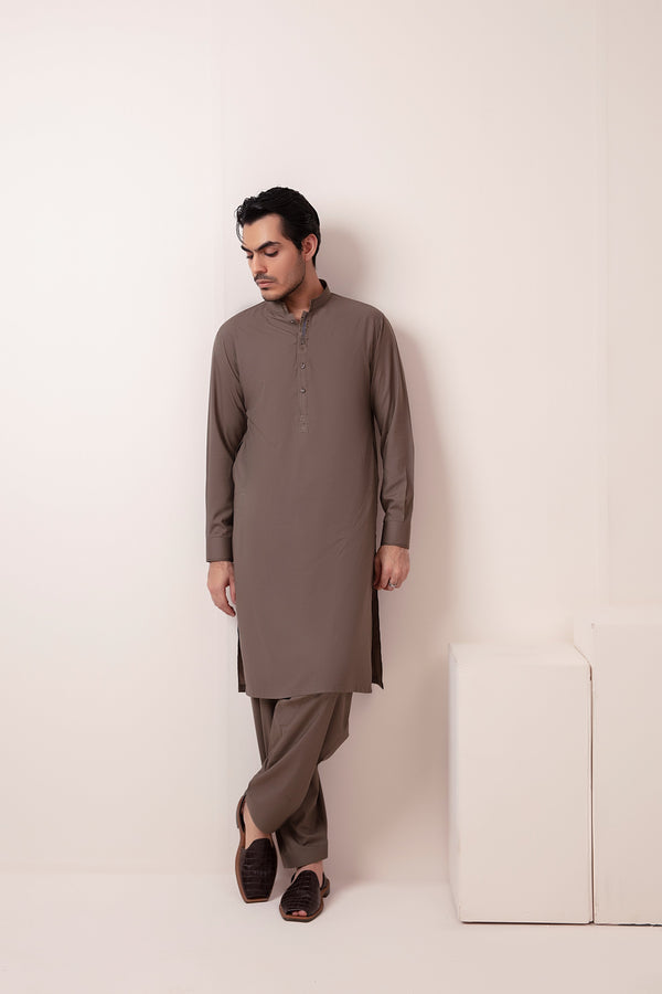 OLIVE GREEN BLENDED KAMEEZ SHALWAR