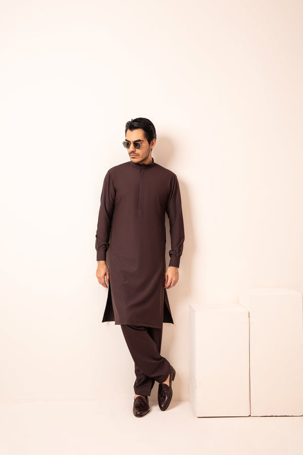 MAROON BLENDED KAMEEZ SHALWAR