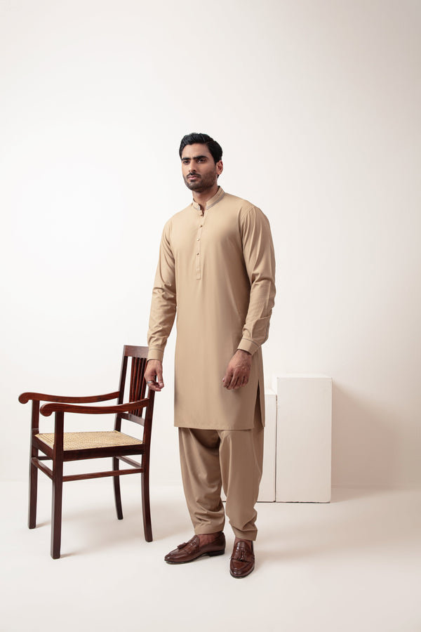 BROWN BLENDED KAMEEZ SHALWAR