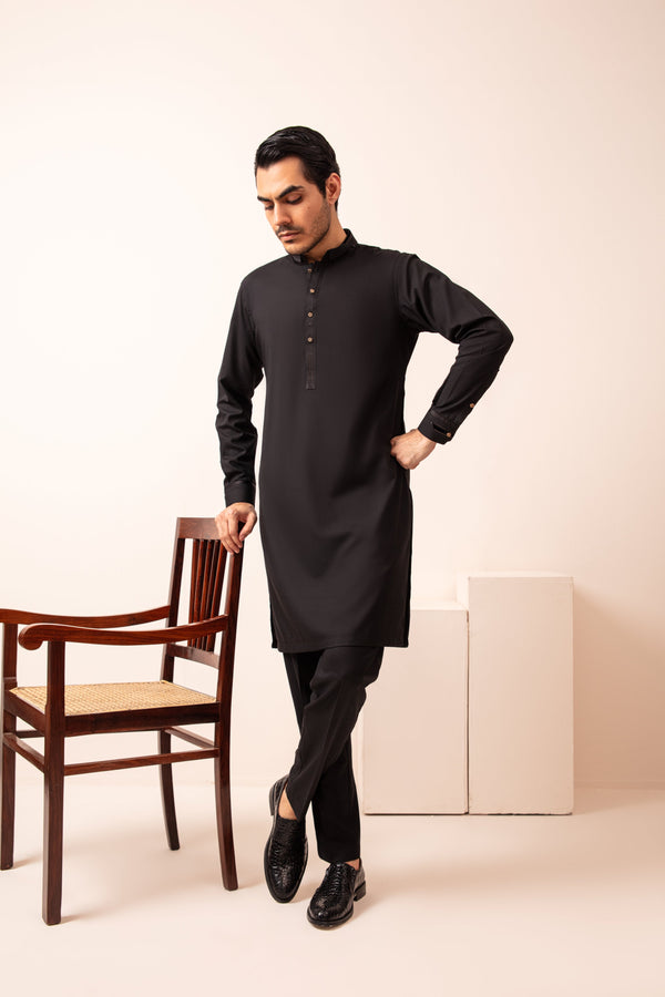 BLACK BLENDED KURTA PAJAMA