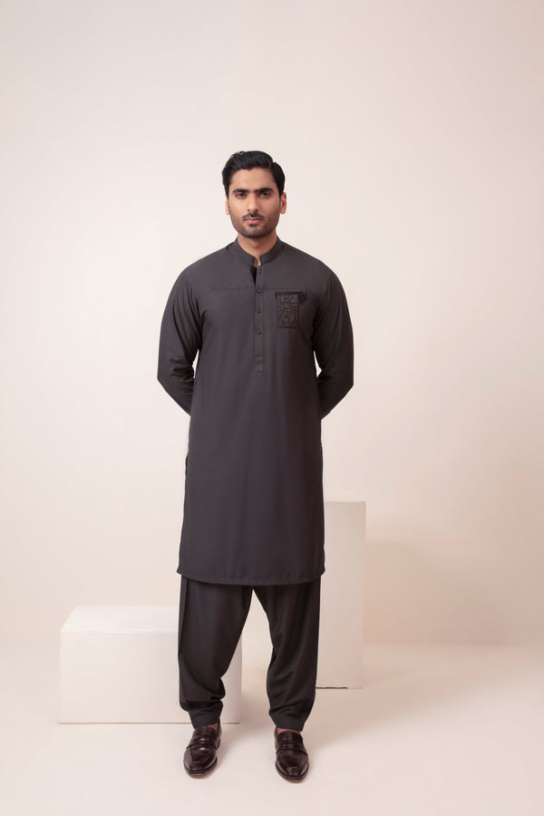 GREY BLENDED KAMEEZ SHALWAR