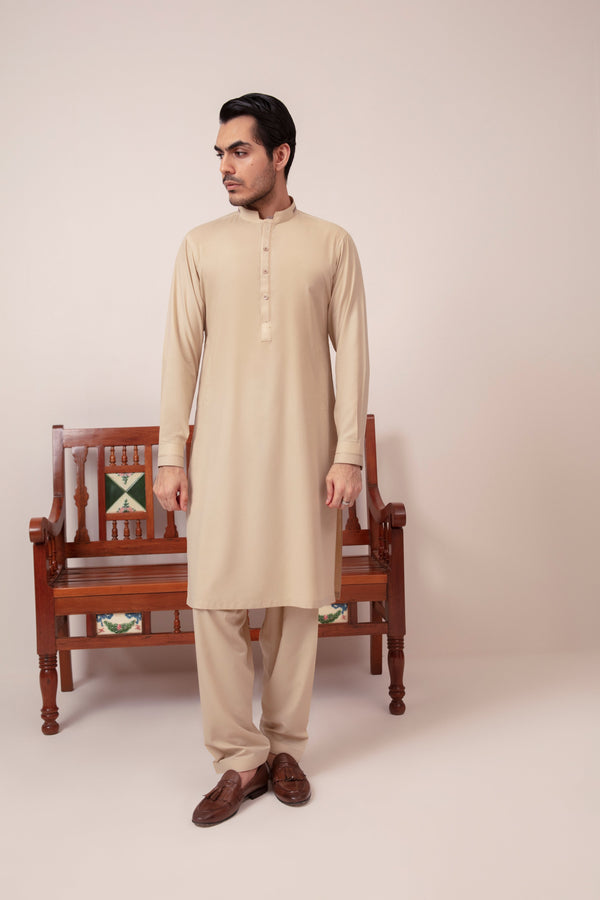 BEIGE BLENDED KAMEEZ SHALWAR